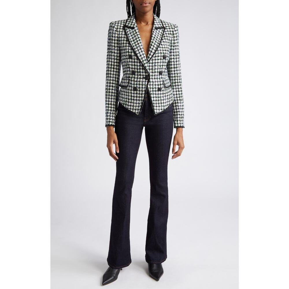 Veronica Beard Diego Dickey Jacket Black White Classic Plaid Tweed Blazer Size 8 - Picture 14 of 14